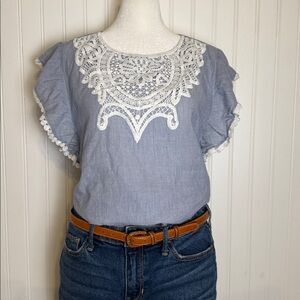 LOFT | Tops | Crocheted Lace Flutter sleeve